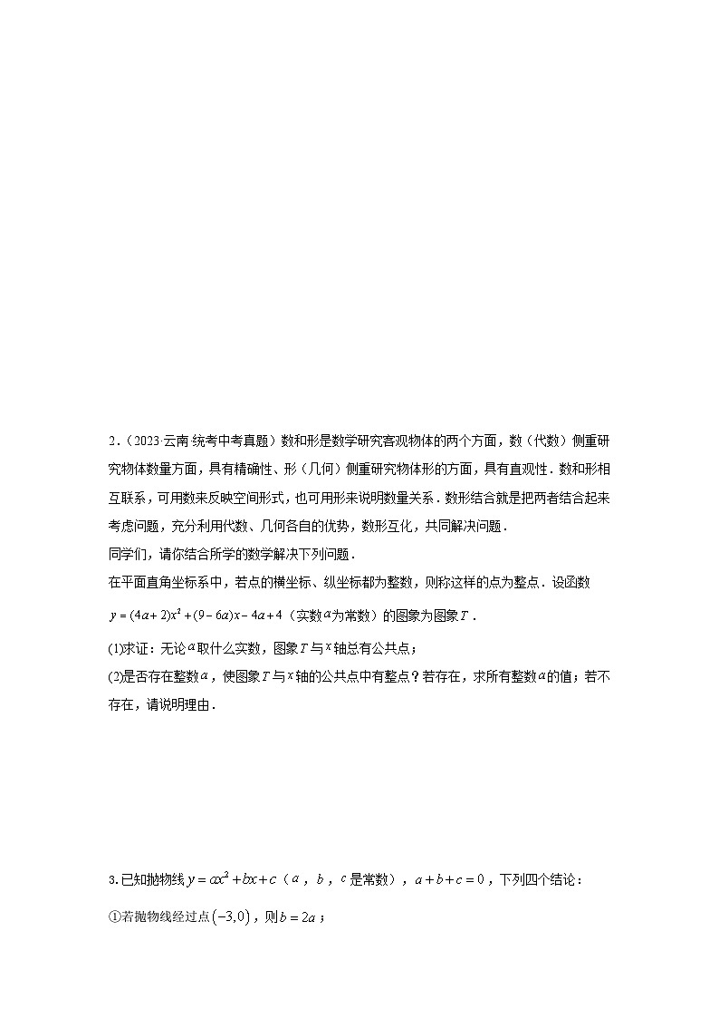 题型九 二次函数综合题 类型一 二次函数公共点问题（专题训练）（原卷版）第2页