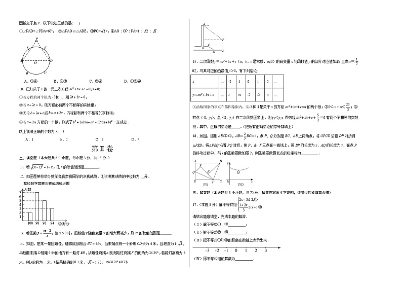 2024年中考押题预测卷（武汉卷）数学（考试版A3）02