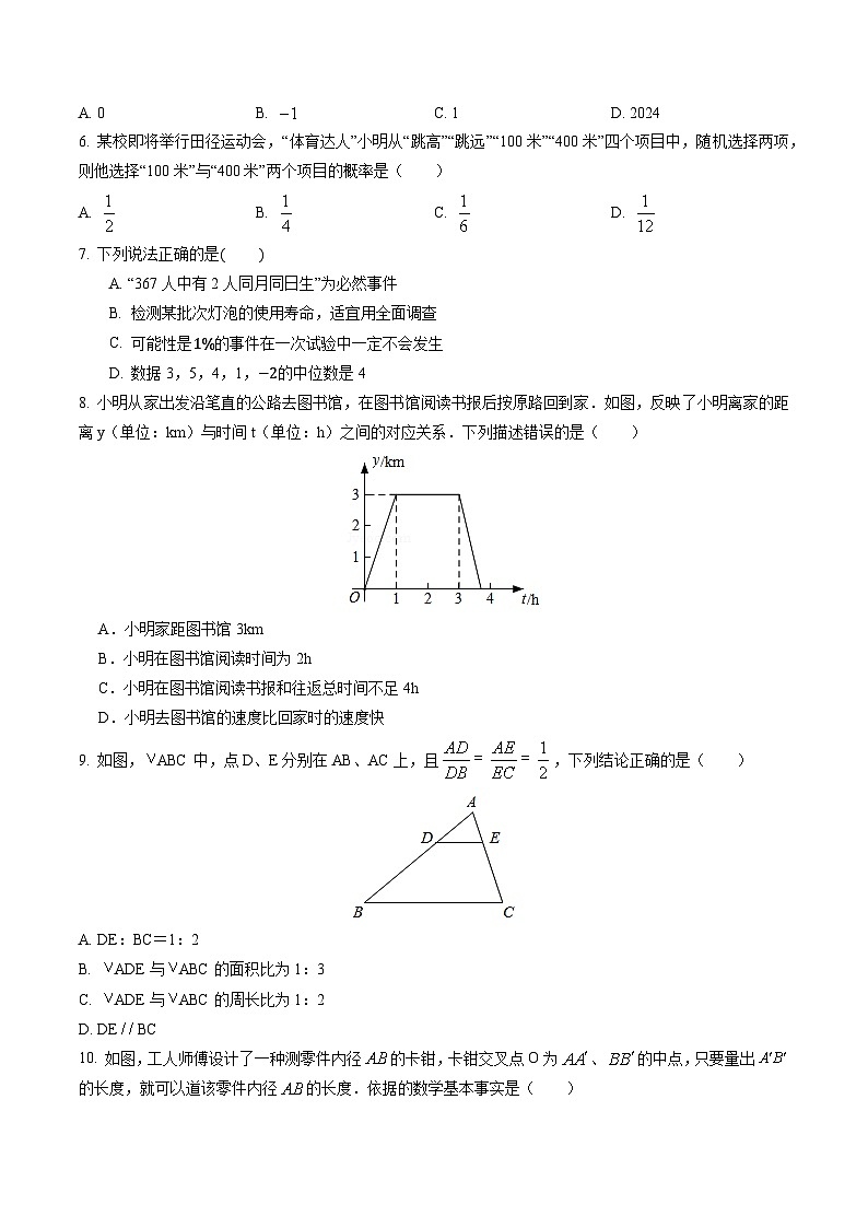2024年中考考前最后一套押题卷：数学（云南卷）（考试版）A402