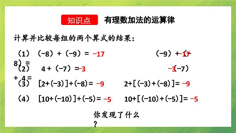 北师大七年级数学上册第二章2..4.2有理数的加法(第2课时课件PPT第5页