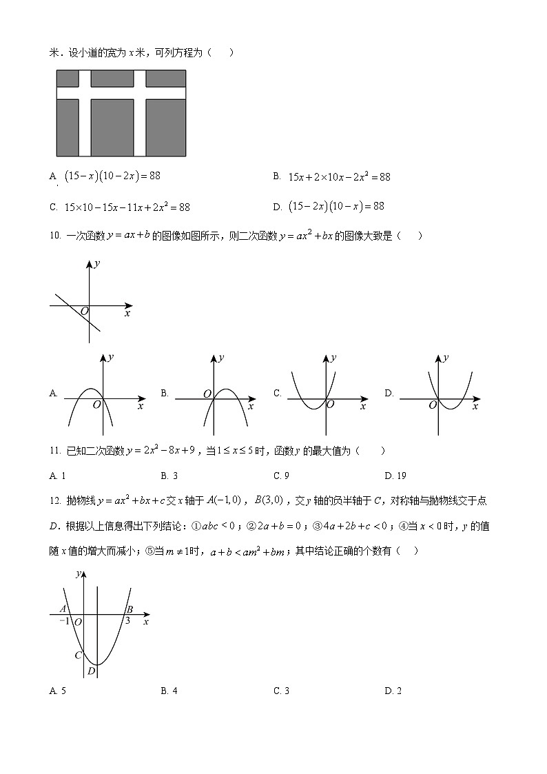 黑龙江省绥化市第十中学校2023-2024学年九年级（五四学制）下学期期中数学试题（原卷版）第2页