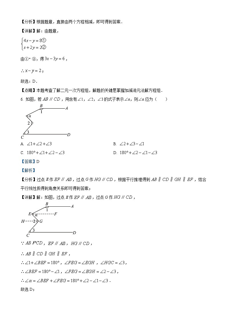 江西省南昌市江西科技学院附属中学2023-2024学年七年级下学期期中数学试题（原卷版+解析版）03