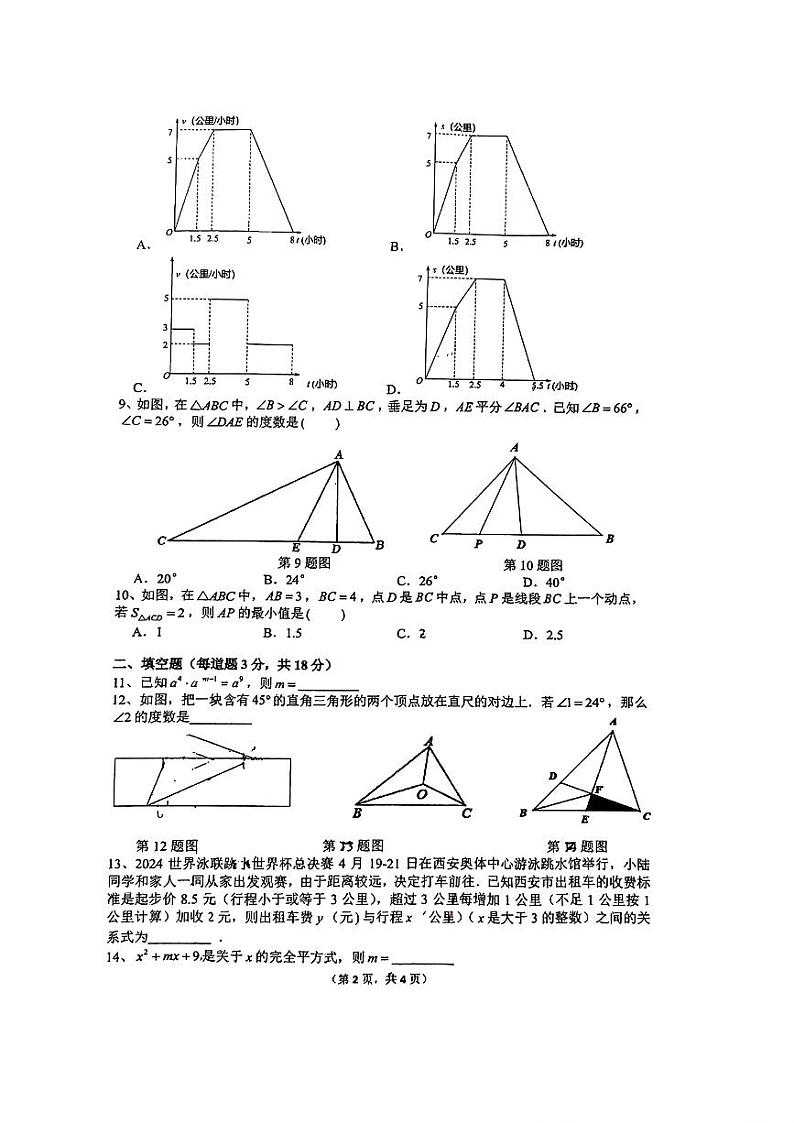 陕西省西安国际港务区铁—中陆港初级中学2023-2024学年下学期七年级期中考试数学试题第2页