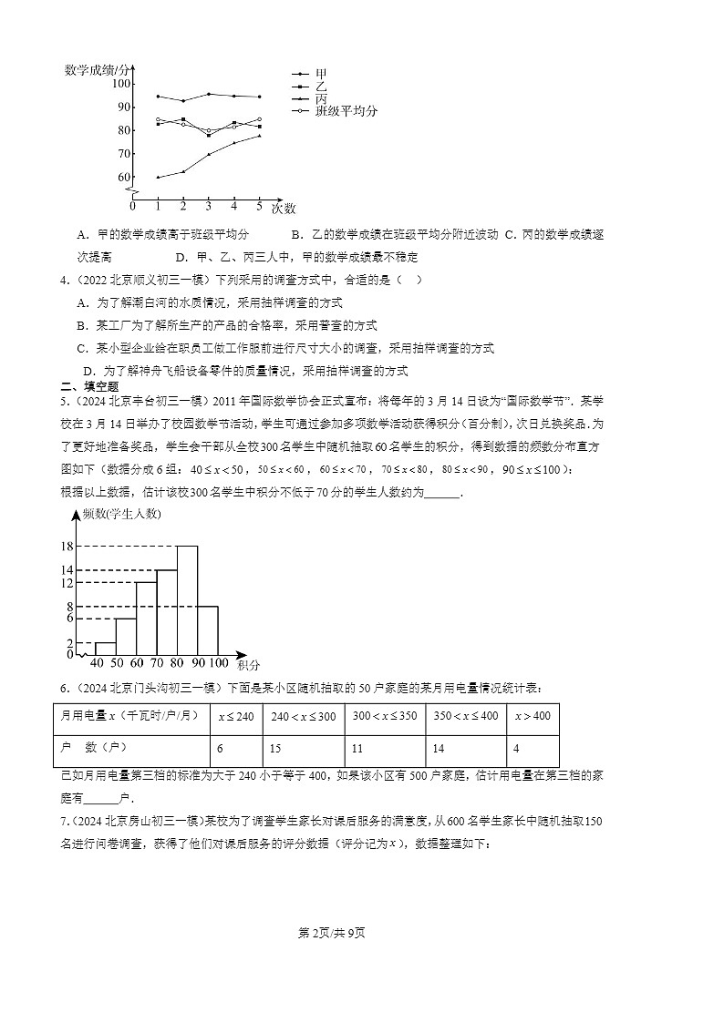2022-2024北京初三一模数学试题分类汇编：统计调查第2页