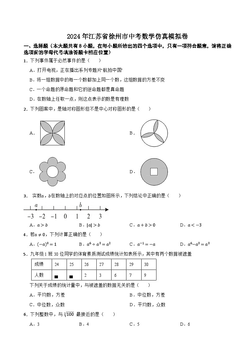 2024年江苏省徐州市中考数学仿真模拟卷01