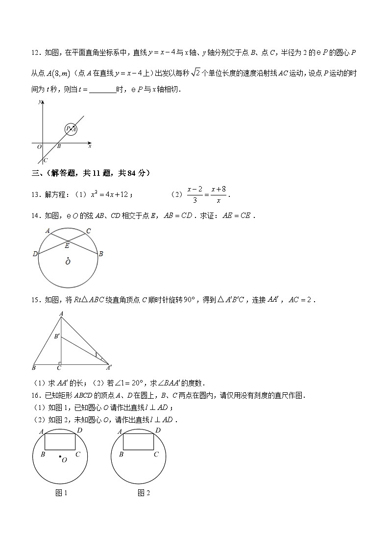 39，江西省新余市分宜中学2023-2024学年九年级下学期月考数学试题(无答案)第3页
