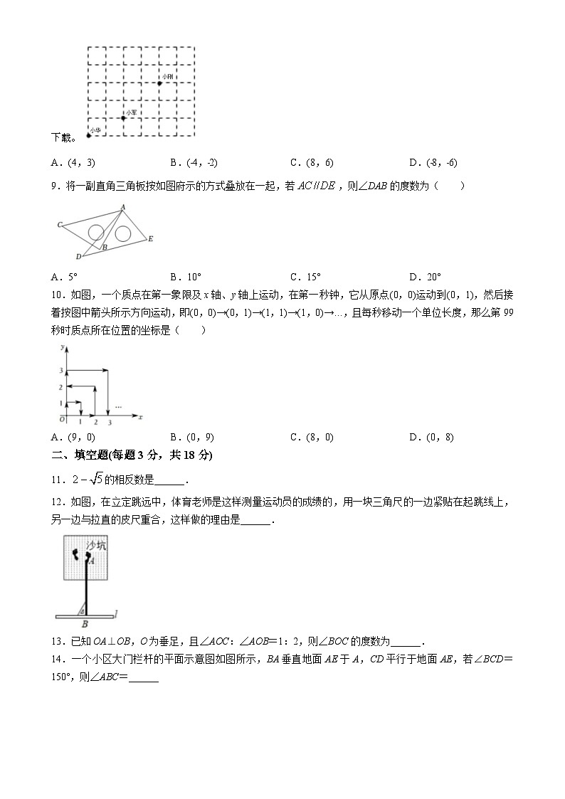 92，山东省日照市东港区田家炳实验中学2023-2024学年七年级下学期4月月考数学试题(无答案)02