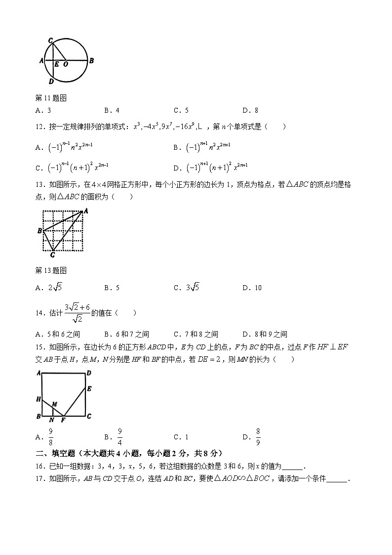245，2024年云南省楚雄彝族自治州元谋县部分学校中考一模数学模拟试题(无答案)第3页
