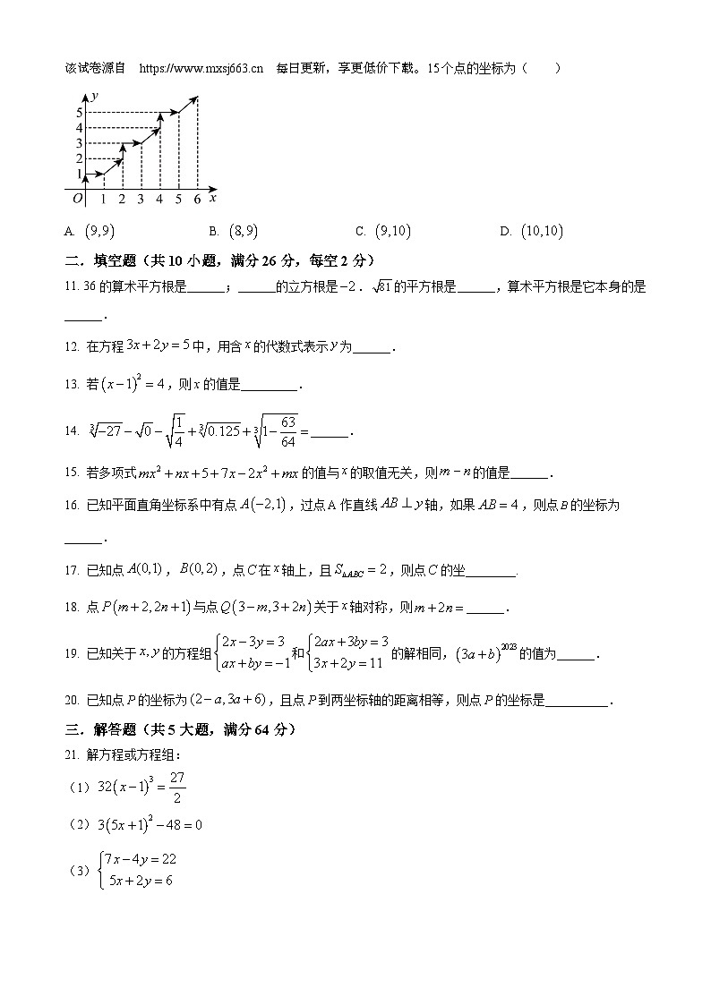 257，河南省漯河市实验中学2023-2024学年七年级下学期第一次月考数学试题02