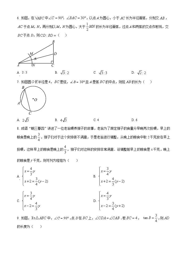 2024年广东省深圳市南山区桃源中学中考二模数学试题（原卷版）第2页