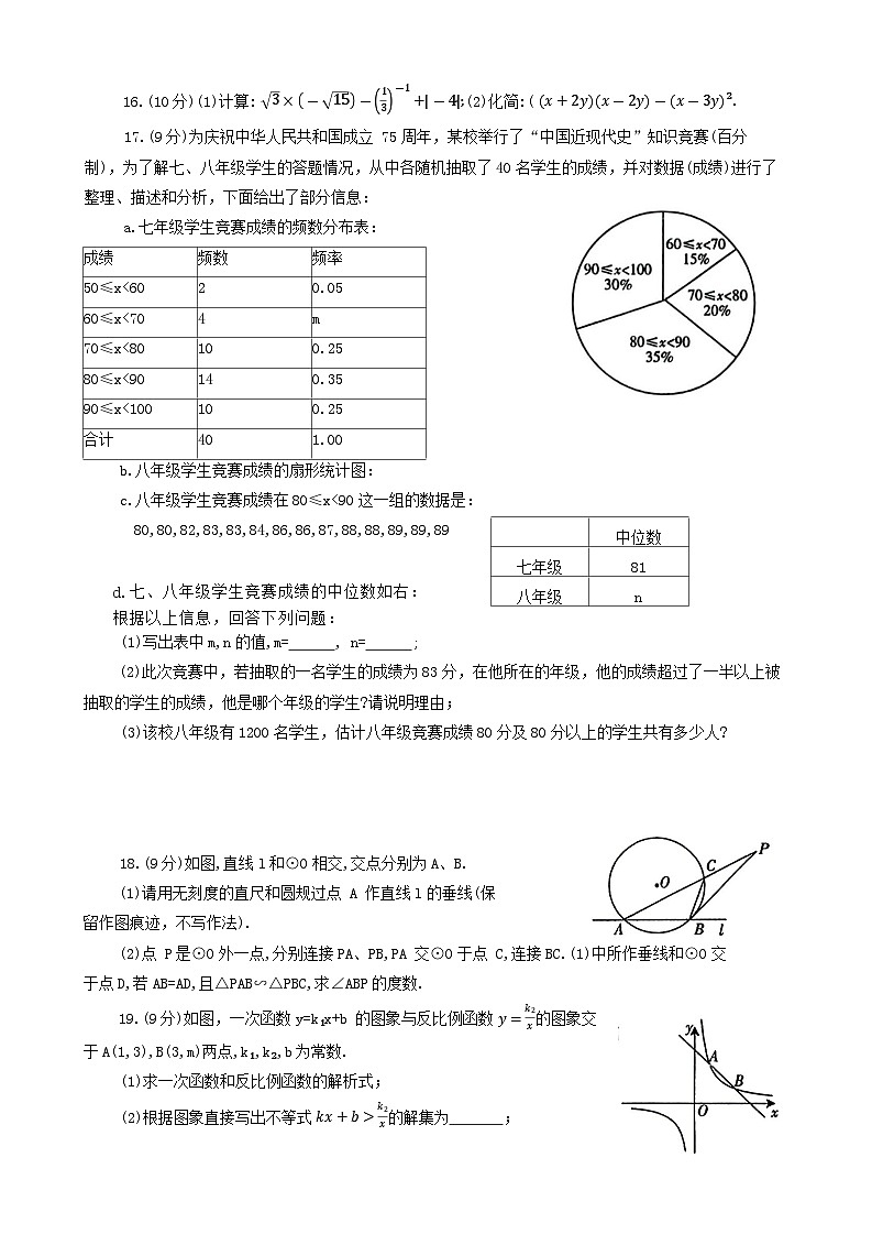 河南省焦作市2023-2024学年下学期九年级中考二模数学试题第3页