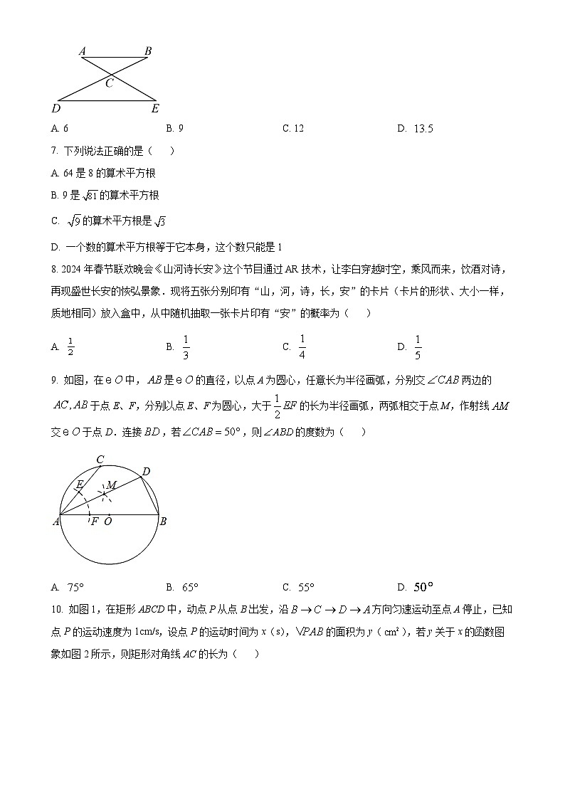 2024年山东省菏泽市东明县中考二模数学试题（原卷版）第2页
