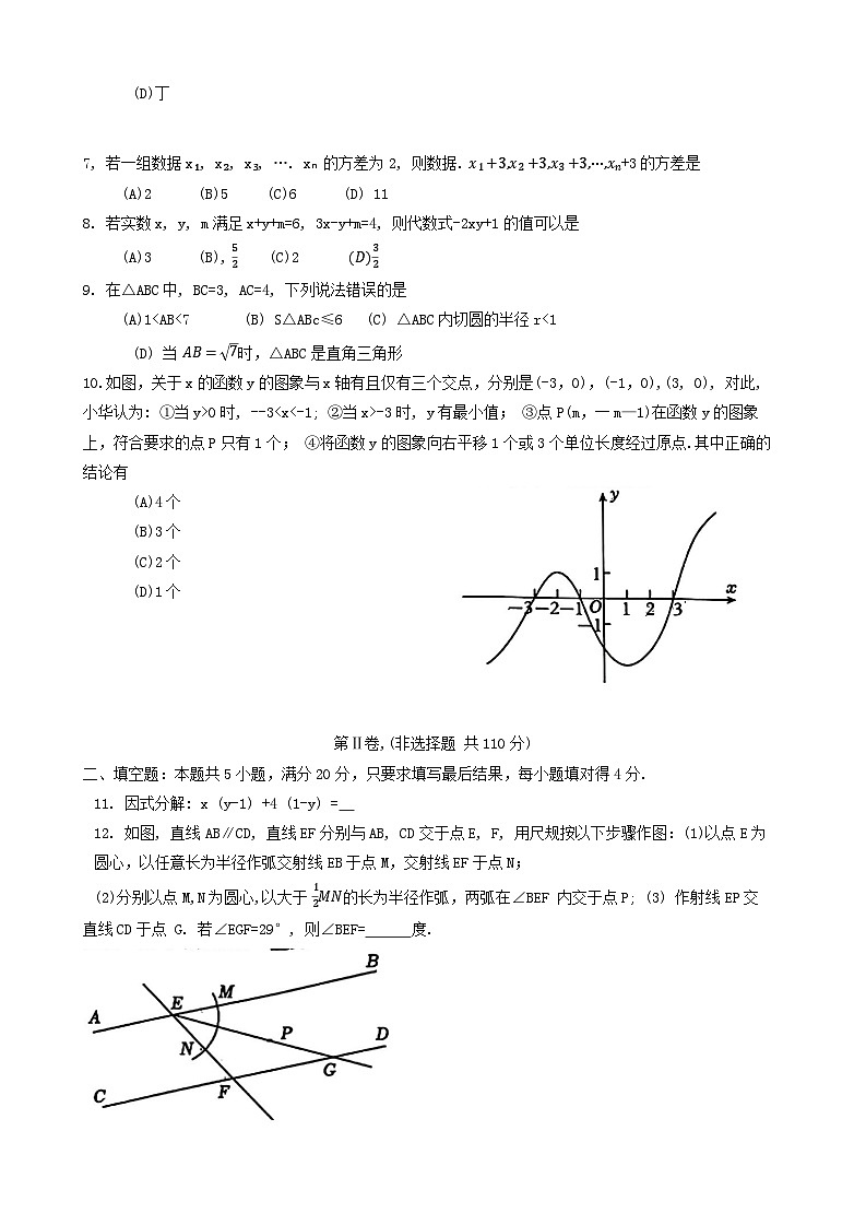2024年山东省淄博市博山区中考二模数学试卷第2页
