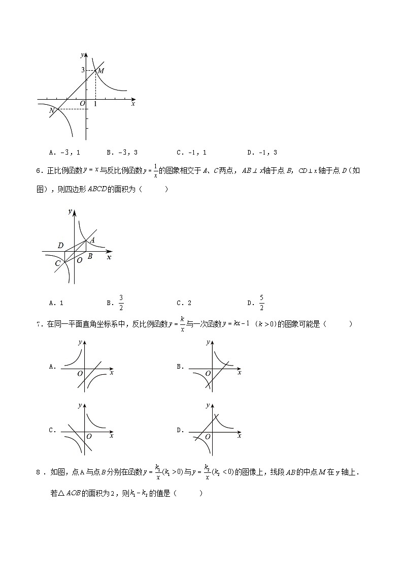 浙教版八年级数学下册第六章《反比例函数》常考试题训练解析02