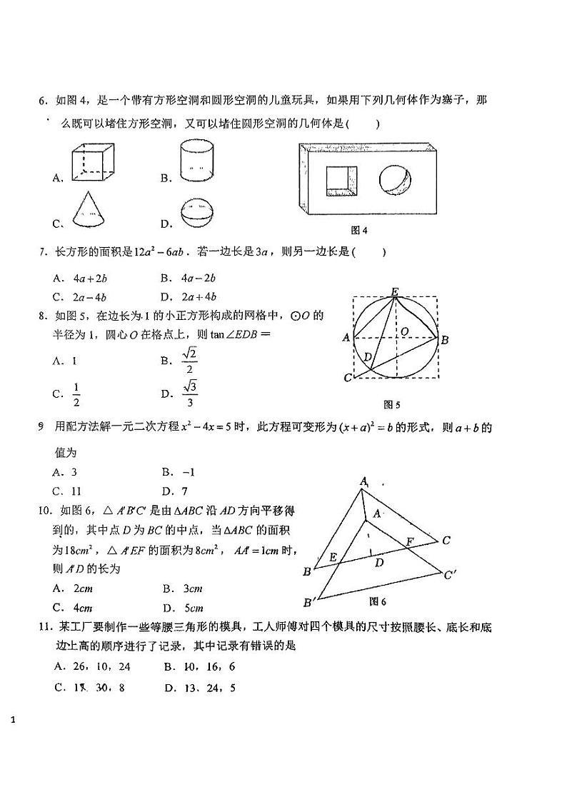 2024年河北省石家庄市裕华区石家庄外国语学校（43中）中考二模数学试卷第2页