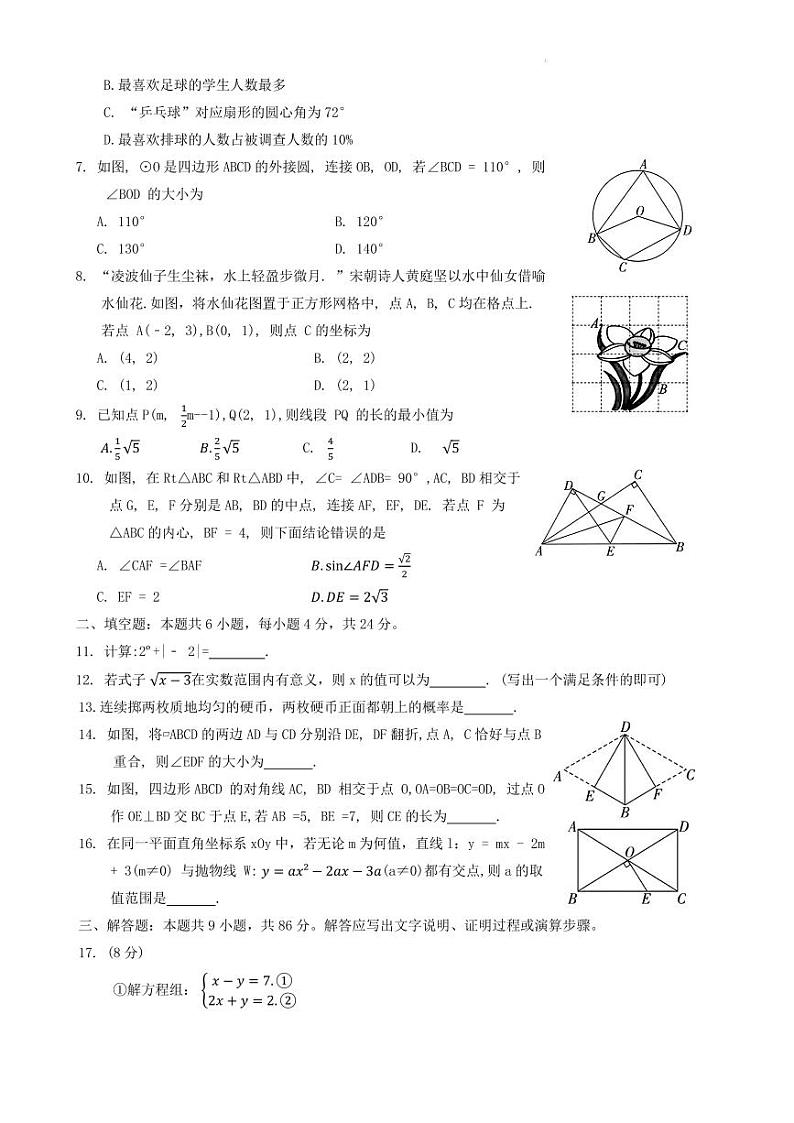 2024年福建省漳州市中考二模数学试题02