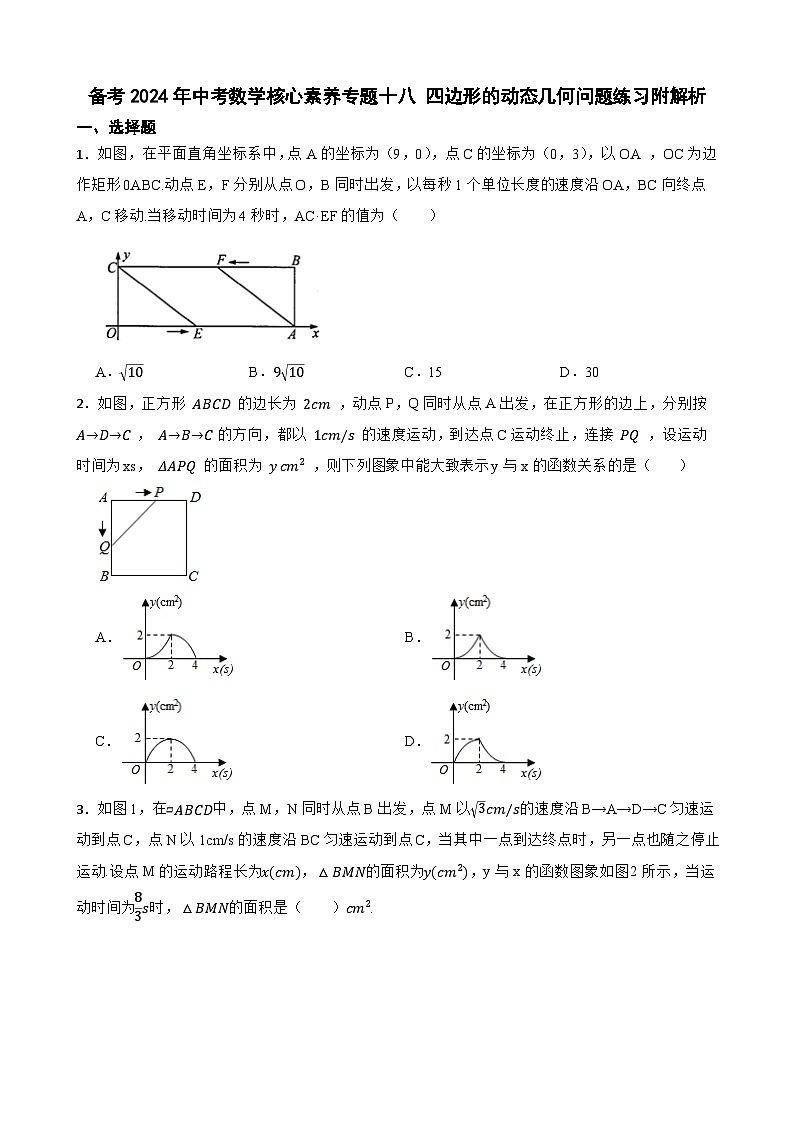 备考2024年中考数学核心素养专题十八 四边形的动态几何问题第1页