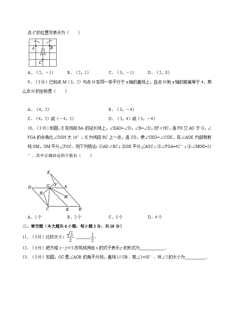 +广东省惠州市博罗县四校联考2023-2024学年七年级下学期期中数学试卷02