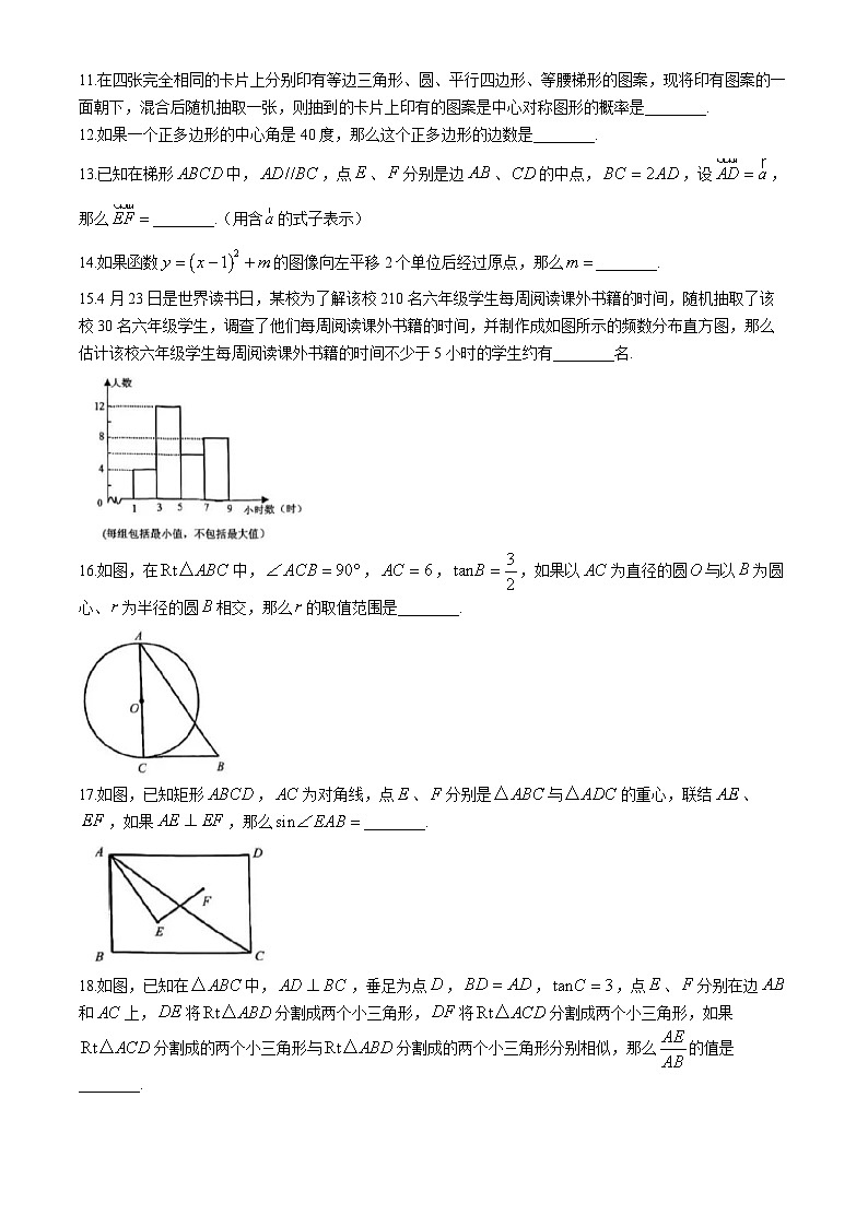 2024年上海市杨浦区中考三模数学试题02