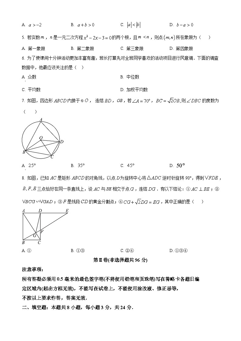 2024年山东省滨州市阳信县部分中学中考数学一模试题（原卷版）第2页
