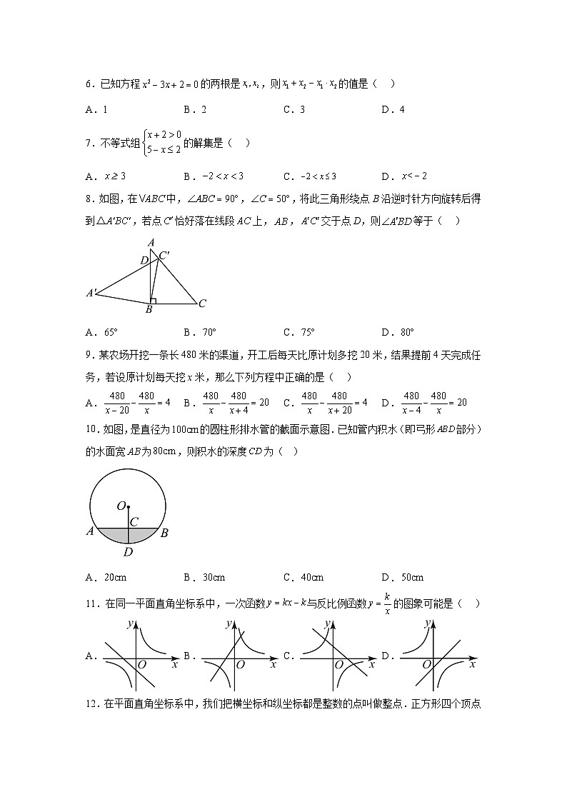 2024年广西部分市县区九年级中考一模数学试题（含解析）第2页