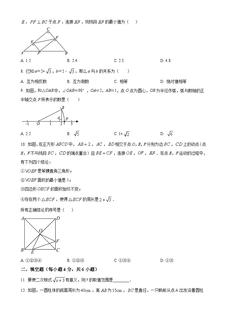 福建省莆田市涵江区莆田锦江中学2023-2024学年八年级下学期期中数学试题（原卷版+解析版）02