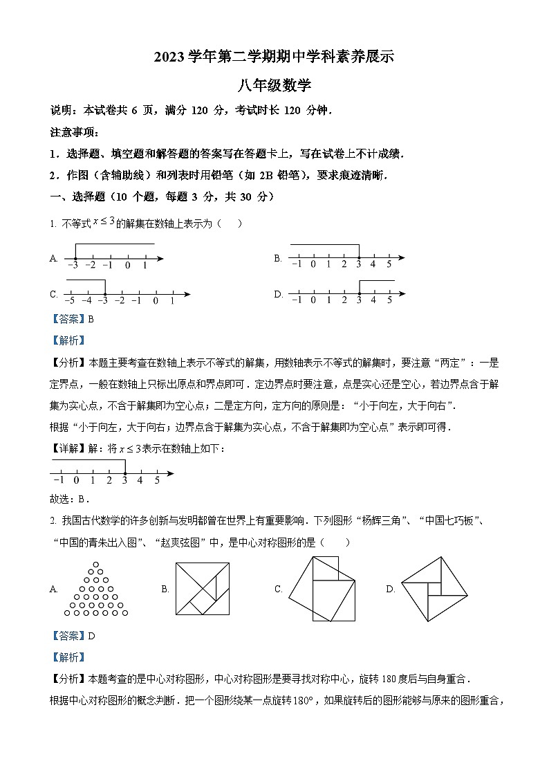 广东省佛山市顺德区容桂实验学校2023-2024学年八年级下学期期中数学试题（解析版）第1页