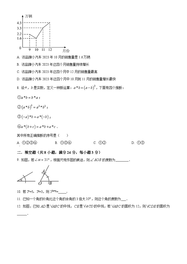 宁夏回族自治区银川市第三中学2023-2024学年七年级下学期期中数学试题（原卷版）第2页