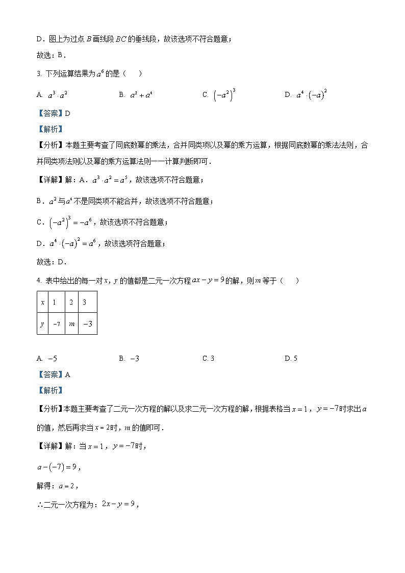 山东省潍坊市高密市2023-2024学年七年级下学期期中考试数学试题（原卷版+解析版）02