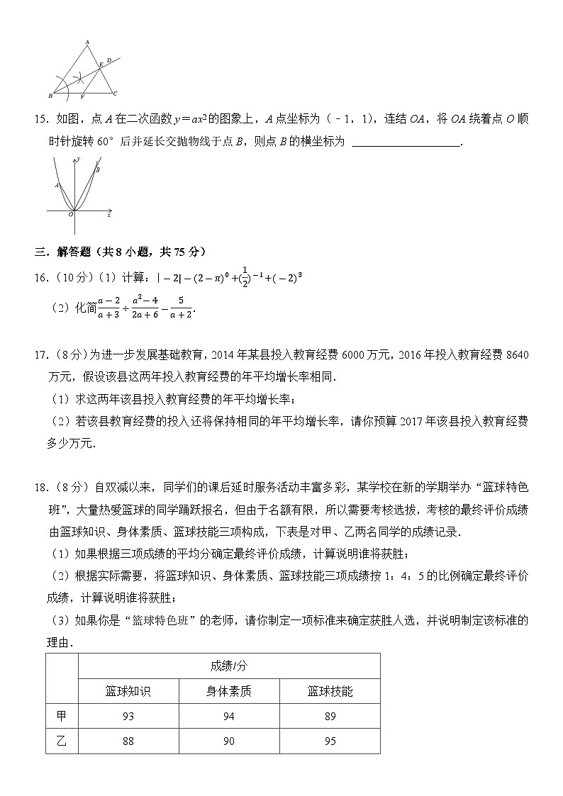 2024年辽宁省中考数学冲刺仿真练习卷（一）03