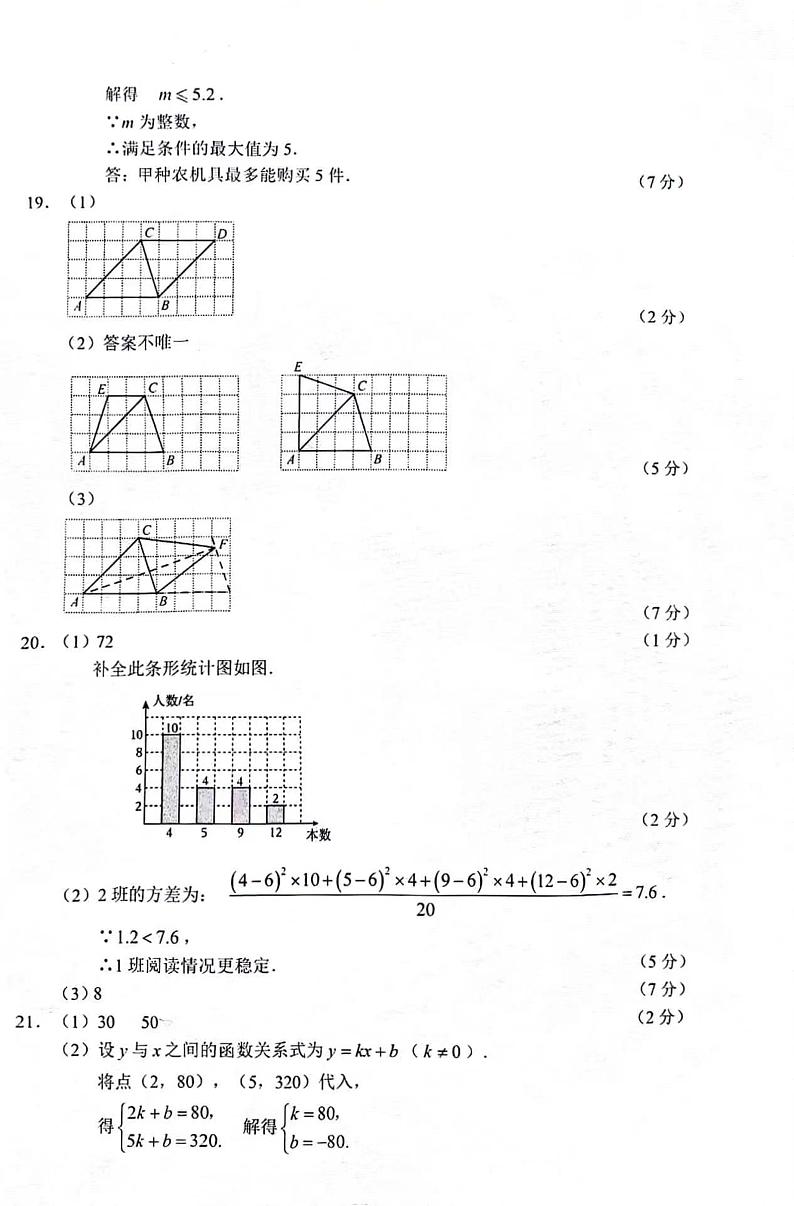 2024年吉林省长春市师大附中九年级下学期中考模拟数学试卷（答案）第2页