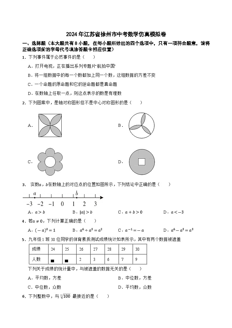 2024年江苏省徐州市中考数学仿真模拟卷+第1页