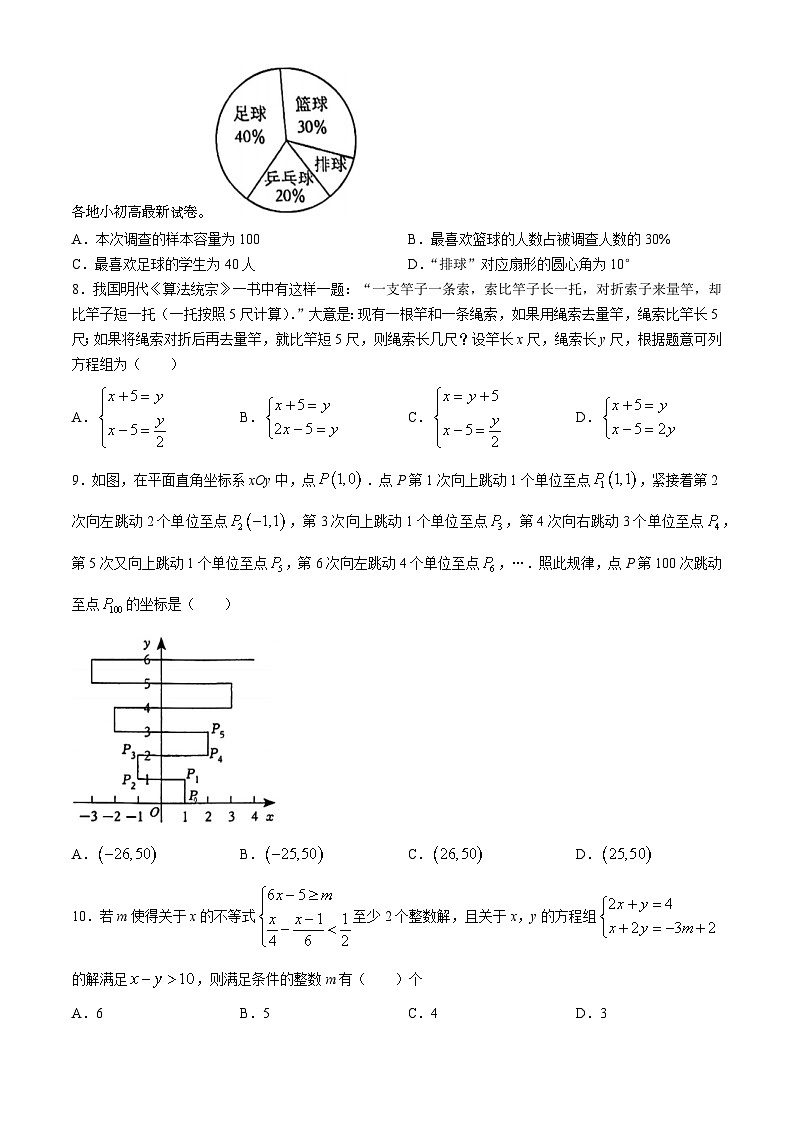 重庆市第二十九中学校2023-2024学年七年级下学期第二次月考数学试题(无答案)02