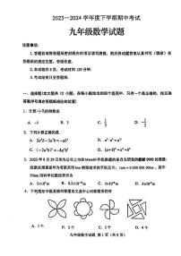 11，山东省泰安市肥城市2023-2024学年九年级下学期期中考试数学试题