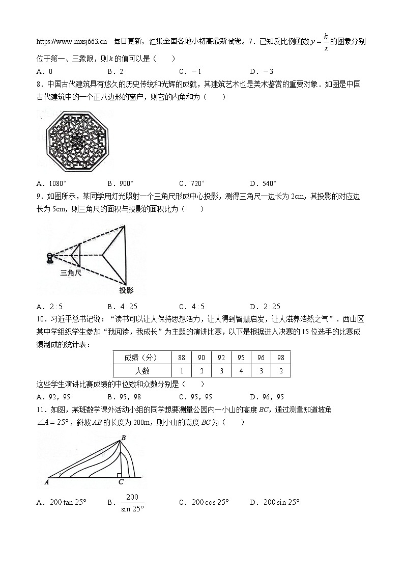 17，2024年云南省昆明市西山区初中学业水平第一次模拟考试数学试题02