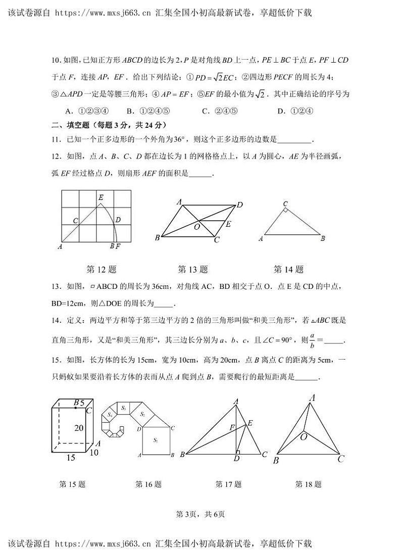 20，湖南省永州市道县2023-2024学年八年级下学期期中考试数学试题(1)第3页