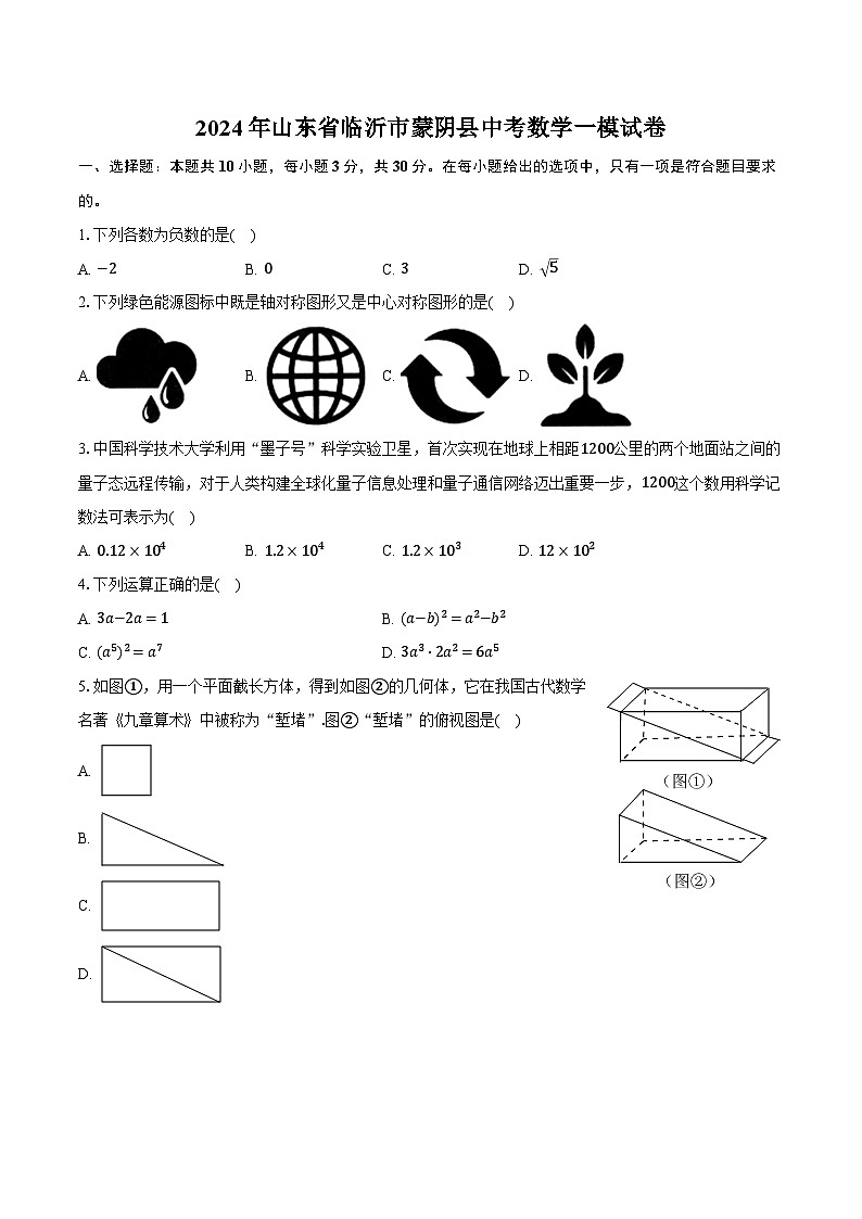 2024年山东省临沂市蒙阴县中考数学一模试卷（含解析）01