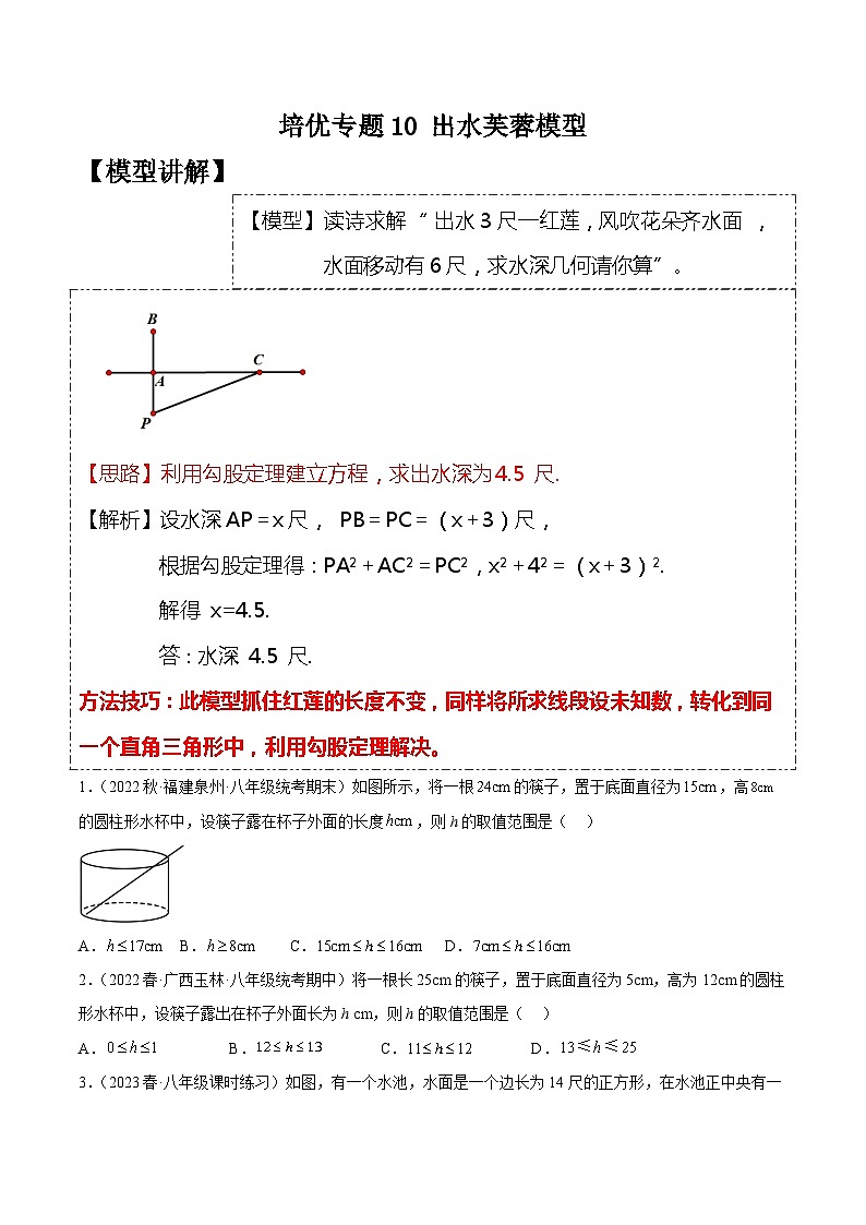 人教版八年级数学下学期题型模型培优专题练专题10出水芙蓉模型-原卷版+解析第1页