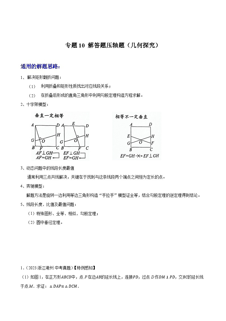 专题10 解答题压轴题（几何探究）-2024年中考数学压轴题（安徽专用）01