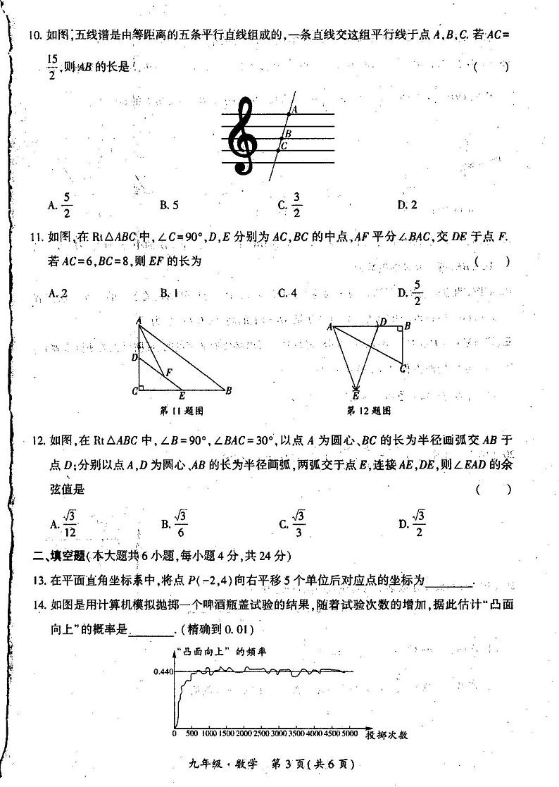 2023-2024学年四川省宜宾市兴文县九年级上学期期末考试数学试卷第3页