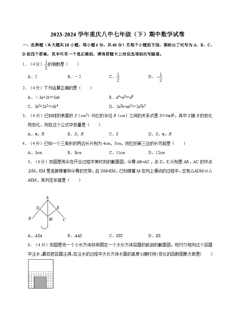 2023-2024学年重庆八中七年级（下）期中数学试卷第1页