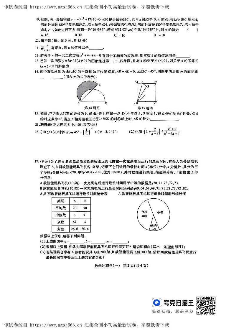2024年河南省周口市项城市第一初级中学第六次中考模拟考试数学试卷第2页