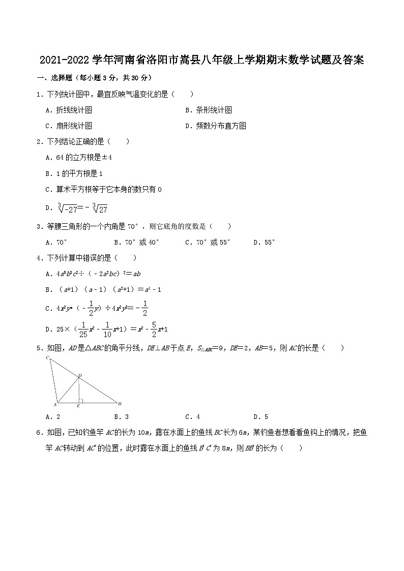 2021-2022学年河南省洛阳市嵩县八年级上学期期末数学试题及答案01