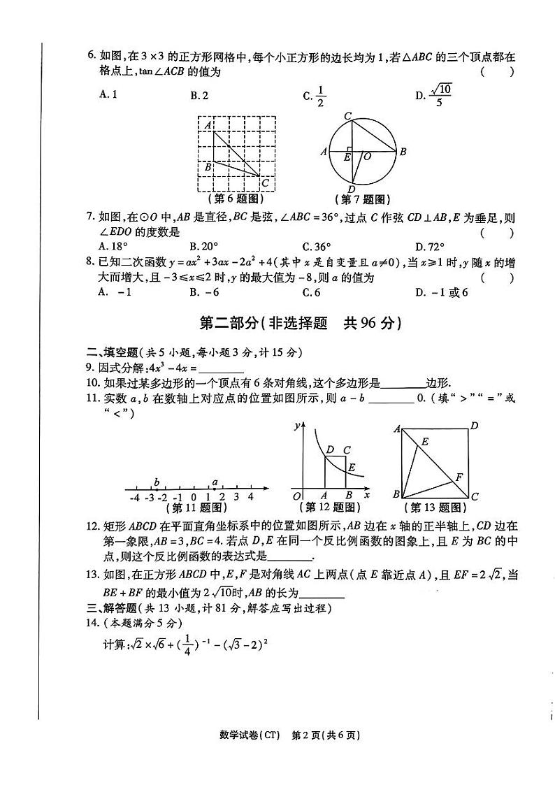 2024年陕西省初中学业水平考试猜题信息卷数学试卷02
