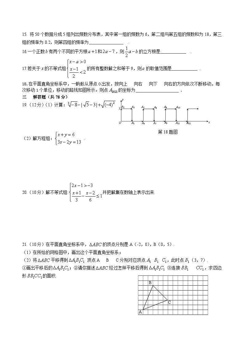 七年级下学期期末模拟考试数学试卷(附含答案)第2页