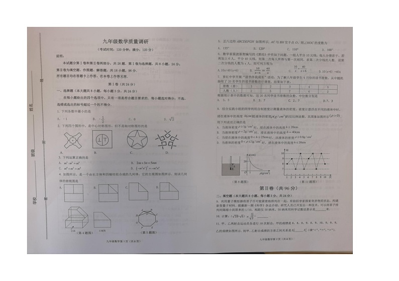 2024年山东省青岛市市北区中考二模数学试题第1页
