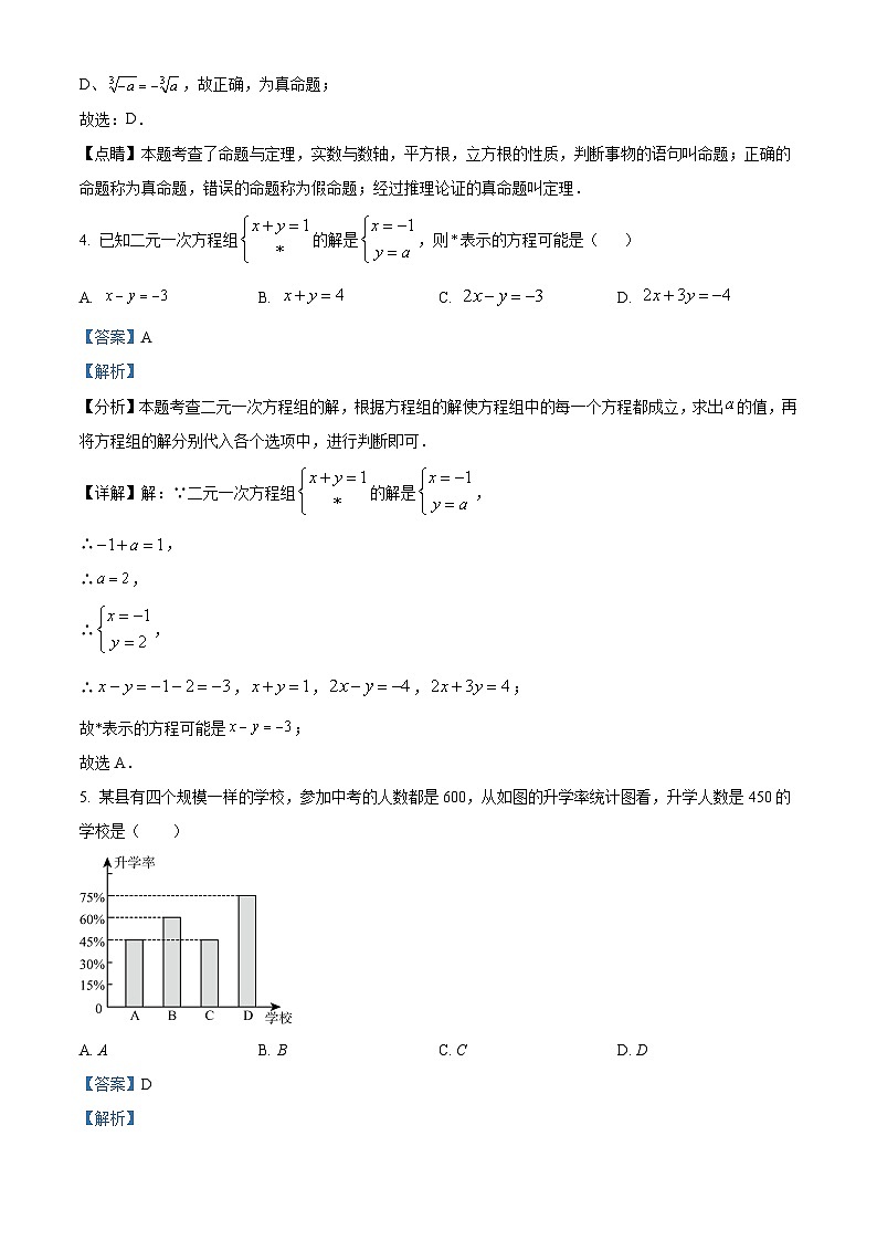 2024年甘肃省武威市凉州区第五中学教研联片中考二模数学试题（解析版）第2页