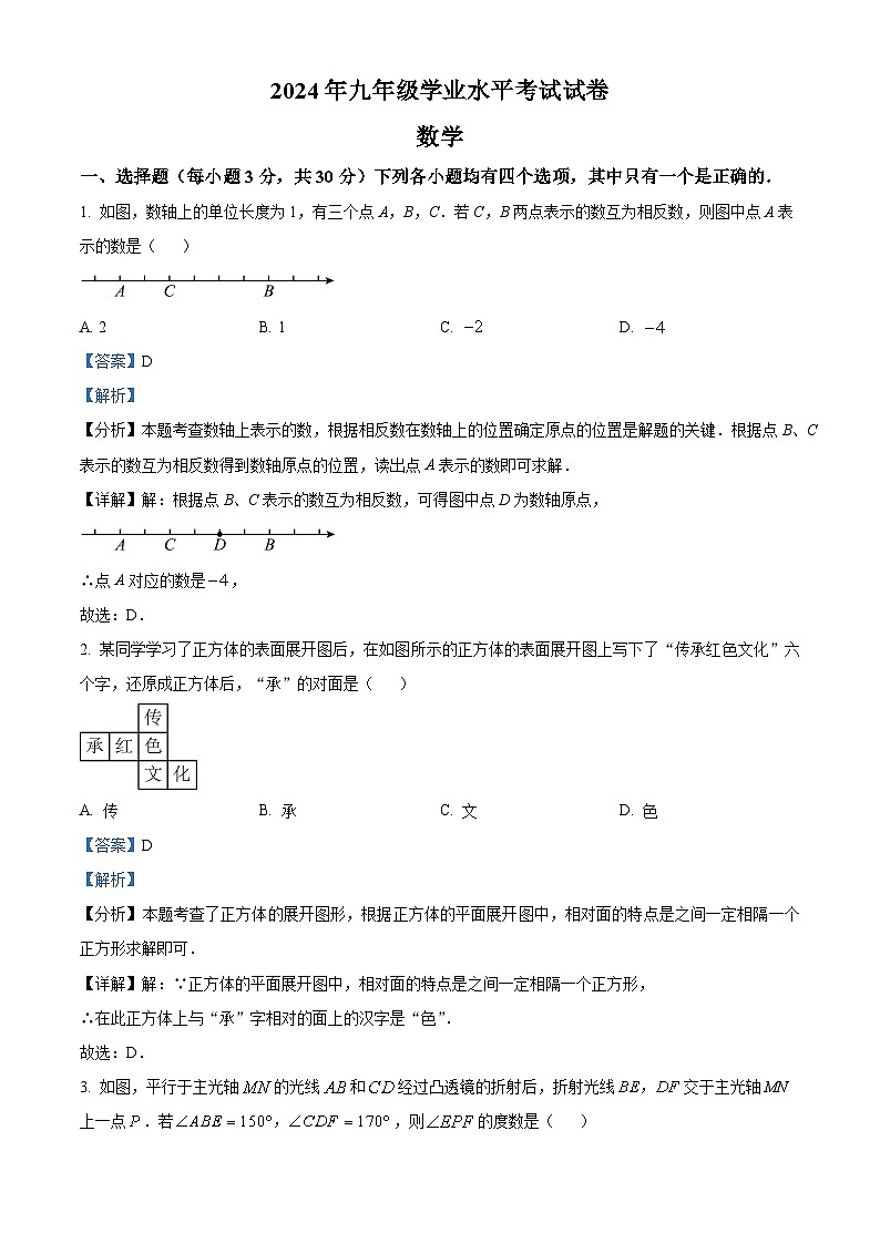 2024年河南省商丘市夏邑县九年级中考一模多校联考数学试题（原卷版+解析版）01