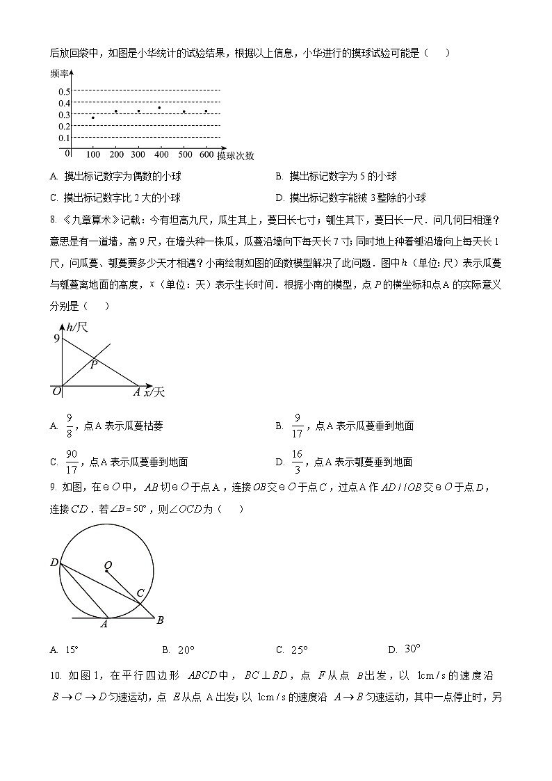 2024年河南省南阳市南召县中考一模数学试题（原卷版+解析版）02