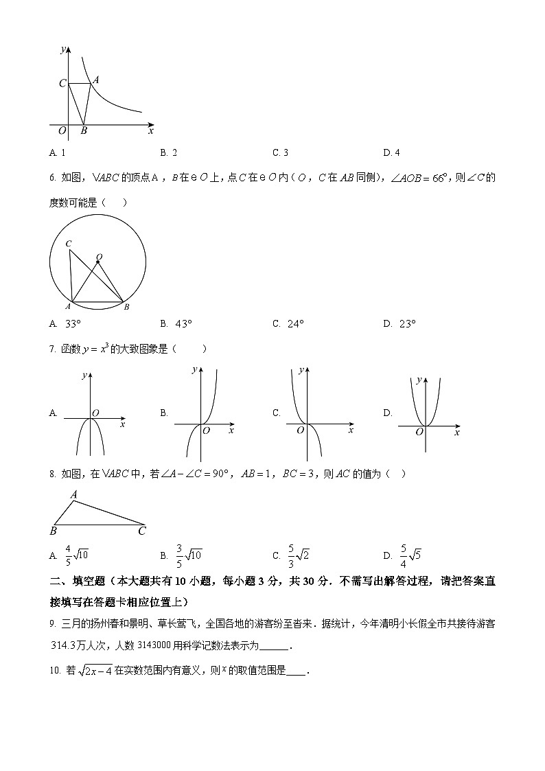 2024年江苏省扬州市邗江区九年级中考二模数学试题（原卷版）第2页